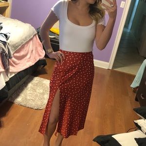 Red midi skirt